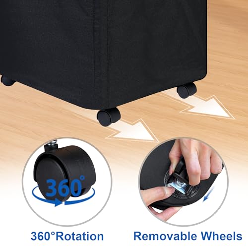 efluky Laundry Basket with Wheels, Tall Rolling Laundry Hamper with Lid and Removable Bag, Aesthetic Dirty Clothes Hamper on Wheels for Laundry Room, Bedroom, Dorm and Bathroom, 100L Black - color: Black, size: 100L