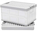 Collapsible Storage Bins with Lids 30L, Folding Plastic Stackable Utility Crates 2-Pack, Durable Containers for Home & Garage Organization - Oyster White - color: White