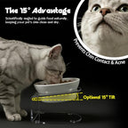 LivLab Mker Raised Cat Bowl, Elevated Cat Food Bowls with Stand - 15° Tilted Shallow Cat Dish for Whisker Fatigue Relief, 4.5" Height for Easy Feeding, Lead & Cadmium Free Melamine Bowl, White - color: White