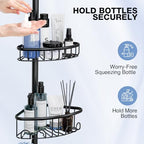 Corner Shower Caddy Tension Pole: Stainless Steel Rustproof 4-Tier Shower Organizer - 47-121 inch Adjustable Bathroom Shelves for Bathtub Shampoo Storage - Tension Rod Floor Standing Bath Rack - Black - style: A Style-Black
