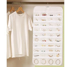 Wardrobe Jewelry Storage Bag, 15.7 Inch x 32.7 Inch 80 Pockets White Cloth Hanging Hangers Transparent Grids for Necklace Organizers (white)