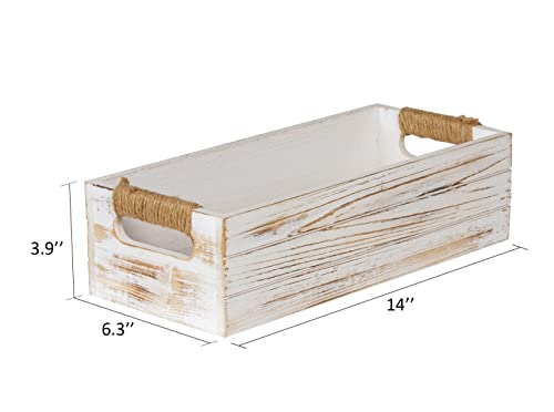 TIMRIS Rustic Wooden Toilet Paper Holder, Farmhouse Bathroom Decor, Toilet Tank Basket, Decorative Storage Container (Whitewash) - color: Whitewash