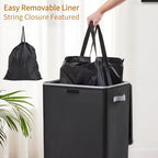Laundry Hamper with Lid, 90L Collapsible Clothes Basket, Strong Struture, Dirty clothes Hamper, Removable Laundry Bag with String Closure, for Bedroom, Bathroom, Dorm, College, Toys, Black - size: 90L