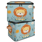 Custom Storage Basket with Name, Personalized Storage Bins with Zipper Lid, Foldable Fabric Storage Box Large capacity with Handle Flower Lion - color: Option 10