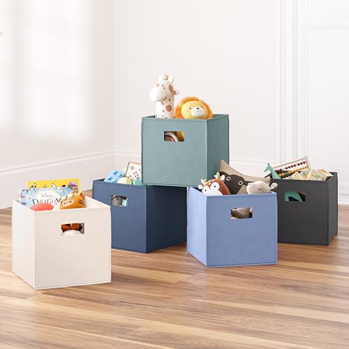 RiverRidge Kids 2pc Fabric Collapsible Storage Cube Organizers with Handles for Playroom Organization - Sea Green - color: 2 Sea Green Bins