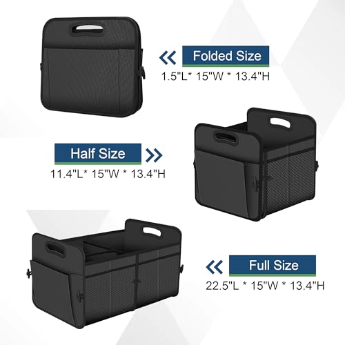 Femuar Car Trunk Organizer with 72L Large Capacity Waterproof Collapsible and 11 Pockets, Trunk Organizer for Car SUV/Jeep/Sedan, Large Size, Grey - color: Grey, size: Large