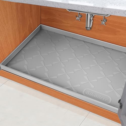 SIKADEER 22" x 22" Under Sink Mat Waterproof, Silicone Mat Kitchen Drawer Shelf and Cabinet Liner, Sink Protector for Kitchen Organizers and Storage, Boot Tray Pet Food Mats - color: Gray, size: 22"W x 22"L