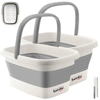 Collapsible Foot Bath Basin for Soaking Feet,Foot Soak Tub,Plastic Foot Bucket with Handles and Massage Acupoint,Foldable Laundry Basket-Gery (2 Pack) - color: Gray, size: 2 Pack