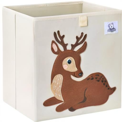 CLCROBD Foldable Animal Cube Storage Bins Fabric Toy Box/Chest/Organizer for Toddler/Kids Nursery, Playroom, 13 inch (Deer) - color: Deer