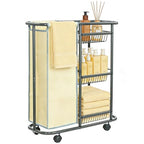 Narrow Laundry Cart with Wheels,3 Baskets and 45L Laundry Bag Metal Rolling Cart for Small Space,Laundry Room Organization and Storage for Bathroom Living Room Apartment Dorm
