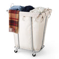 PLKOW Laundry Basket with Wheels 120L Heavy-Duty Laundry Cart with Removable Waterproof Bag, Metal Frame Clothes Basket with Lockable Casters for Home, Laundry Room, Hotel, Beige - color: Beige-120L