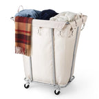 PLKOW Laundry Basket with Wheels 120L Heavy-Duty Laundry Cart with Removable Waterproof Bag, Metal Frame Clothes Basket with Lockable Casters for Home, Laundry Room, Hotel, Beige - color: Beige-120L