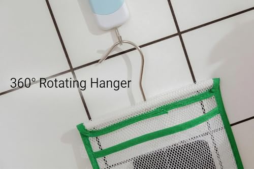 ALYER Narrow Mesh Fabric Shower Caddy Organizer with Hanger,Hanging Mesh Pockets for Shampoo, Conditioner, Soap and Body Wash (Blue) - color: Blue-hanger
