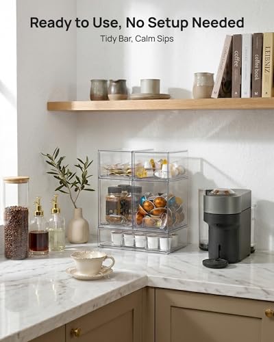 Vtopmart Stackable Storage Drawers Set of 5, Clear Plastic Organizer Bins for Baby Bottle, Beauty Supplies Storage, Ideal for Kichen Countertop, Vanity, Bathroom, Cabinet, Pantry Organization - style: 2 Small+2 High+1 Wide