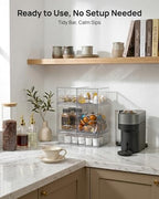 Vtopmart Stackable Storage Drawers Set of 5, Clear Plastic Organizer Bins for Baby Bottle, Beauty Supplies Storage, Ideal for Kichen Countertop, Vanity, Bathroom, Cabinet, Pantry Organization - style: 2 Small+2 High+1 Wide