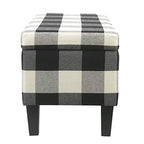 HomePop Large Upholstered Rectangular Storage Ottoman Bench with Hinged Lid, Black Buffalo Plaid - color: Black Plaid
