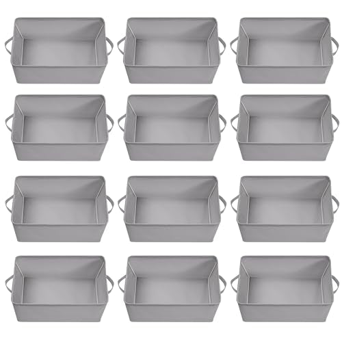 Storage Basket Bins with Metal Frame, Large Collapsible Fabric Storage Baskets for Organizing Shelf, Basket Organizer W/Handles for Blankets, Towels, Laundry, Shelves, 12-Pack, Grey - color: Gray, size: 12 PACK