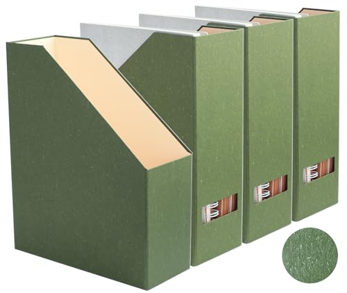 Magazine Holder - File Holder and Desk Organizer, Paperboard Book Organizer and Storage Box for Documents, Magazine Holder Rack for Classroom, Home, and Office (Leaf Green, 4-Pack) - color: Leaf Green, 4-Pack