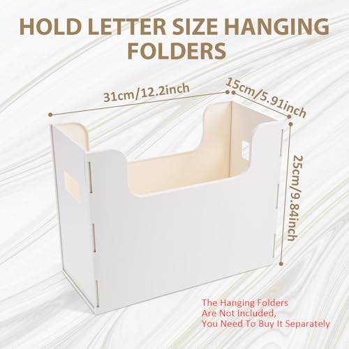 2 Pcs Portable Desktop File, Side Handles, Filing Organizer, Hanging File Folders, Letter Size for Schools Office Home (White) - color: White