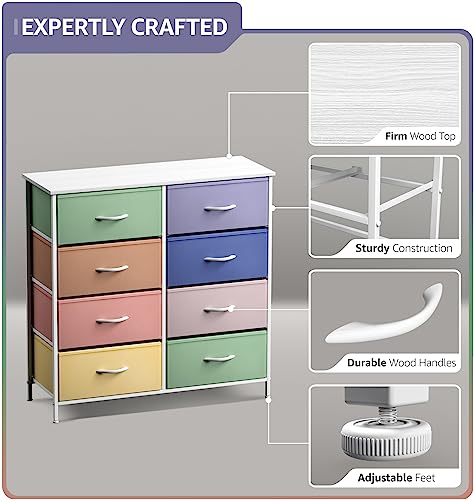 Sorbus Kids Dresser with 8 Drawers - Furniture Storage Chest Tower Unit for Bedroom, Hallway, Closet, Office Organization - Steel Frame, Wood Top, Tie-dye Fabric Bins (Pastel 2) - color: Pastel 2, size: 8 Drawer