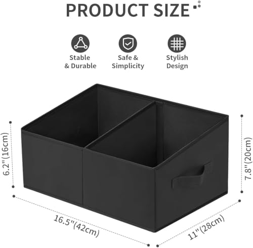 DIMJ Closet Storage Bins, 6 Pack Storage Baskets for Shelves, Foldable Closet Organizer with Handle, Linen Closet Organizers and Storage for Clothes, Toys, Towel, Books (Black) - color: Black, size: 6 Bins 16.5"x11"x7.8"