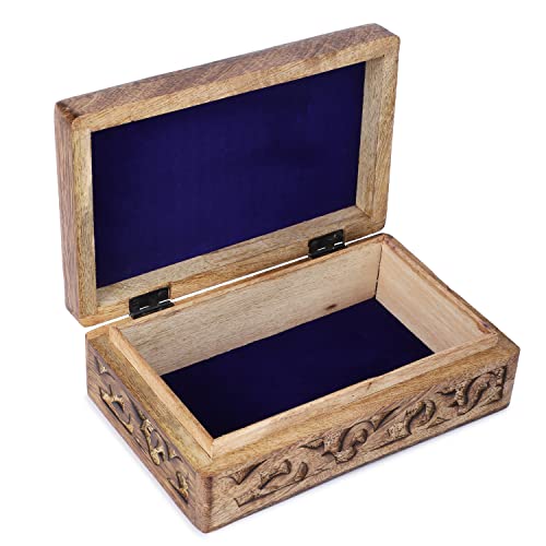 Ajuny Wooden Jewelry Box - Hand Carved Mango Wood Tree of Life Celtic Carving Decorative Multipurpose Keepsake Box, Treasure Chest Memory Box Organizer Travel Trinket Holder Case Gifts - 8x5 Inch - style: Celtic Tree