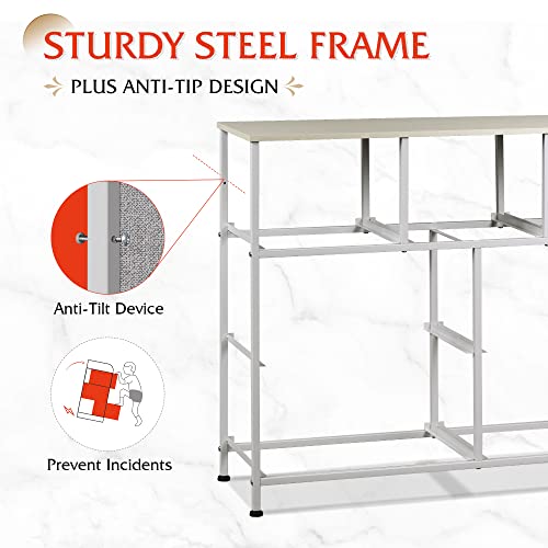 WLIVE 7 Drawer Dresser TV Stand, Entertainment Center, Media Console Table with Metal Frame and Wood Top for TV up to 45 inch, Chest of Drawers for Bedroom, Living Room, Light Grey - color: Light Grey