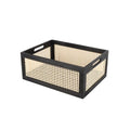 SHCMSADO Wooden Frame Storage Basket, Decorative Organizer Crates Box with Built-in Handle,Natural Wire Wood Nesting Drawer Storage for Kitchen, Bathroom and Office Desktop-(15" Lx11 Wx6.3 H-Black)