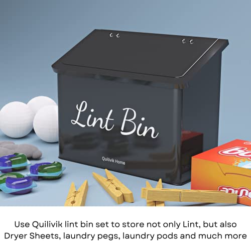 Metal Magnetic Lint Bin With Lid For Laundry Room Decor With Small Lint Holder Bin| Metal Box| Lint Holder Bins for Organzation (Black, Small) - color: Black
