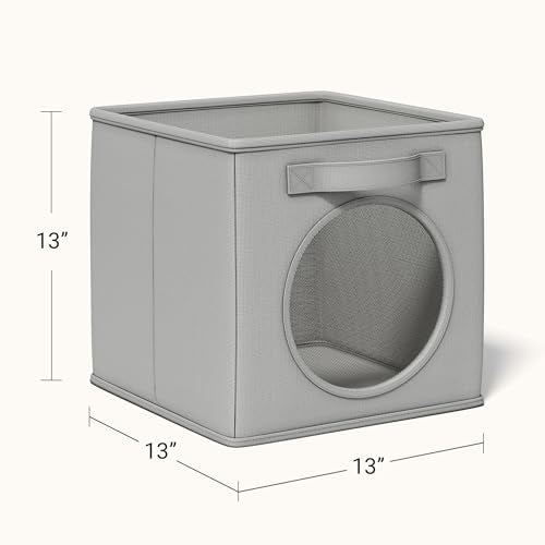 Vailando Ultra Thick Fabric Foldable Storage Cubes with Mesh Window - 13 Inch Cube Storage Organizer for Clothes, Shelves, Offices, Toys & Misc, Light Gray, 4 Pack - color: Light Gray, size: 4pcs-Cube 13"