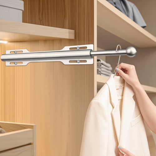 FIRJOY 12" Valet Rod for Closet Pull Out (1 Pack, Brushed Nickel) - color: Brushed Nickel, size: 1 Pack