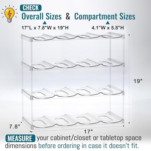 Design for Stanley 40 OZ & Large Bottles & Tumblers with Handle - Acrylic Water Bottle Organizer - Stackable Clear Wine Rack Cup Holder for Home Kitchen Pantry Shelf Countertop Cabinet, 4 Tier Hold 16 - size: 4 Tier for 16