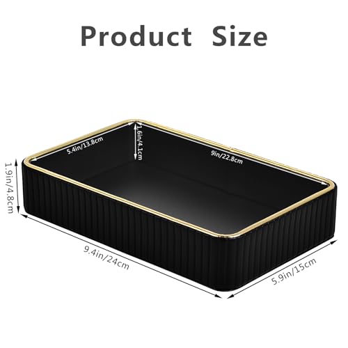 PU Leather Valet Tray,Desk Organizer Tray Nightstand Organizer Trinket Dish Storage Key Bowl Decorative Trays for Phone Wallet Jewelry Watch,Bathroom Bedroom Perfume Vanity Trays,Black - color: Black
