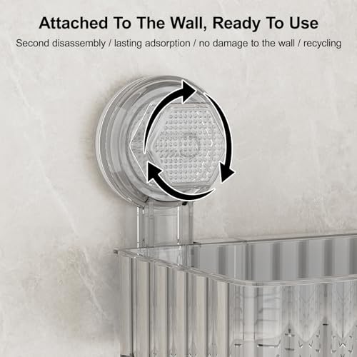 Shower Caddy Suction Cup Bathroom Shower Organizer for Bathroom Storage & Home Decor & Kitchen No Drilling Large Capacity Removable and Reusable Shower Shelves for Inside Shower. (clear, square) - color: Clear, size: Square