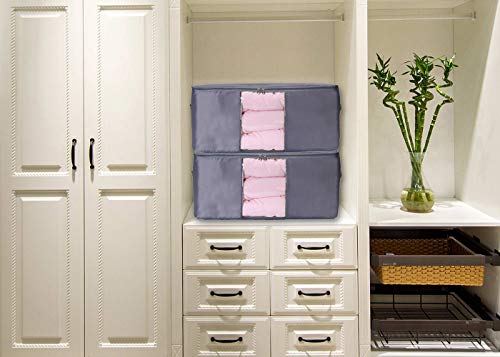 Comforter Storage Bags Containers,Pillow Beddings/Blanket Clothes Organizer Storage Containers With Zippers,Breathable and Moistureproof. (Grey 2pcs, L) - color: Grey 2pcs, size: L