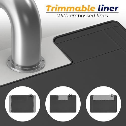 The Original Under Sink Mat - Silicone Waterproof mat, Trimmable, Easy to Clean, Kitchen cabinet liner, Under sink protector mats, Drip Tray with Lip - 34" x 22" or smaller - color: Dark Gray, size: 34" x 22"