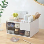 Desk Drawer Organizer, Desk Storage Box with 2 Drawers and 4 Compartments, Multifunctional Desk Accessories & Countertop Organizers for Office School Home (White） - size: 9*6.5*5inch - 6 Compartment