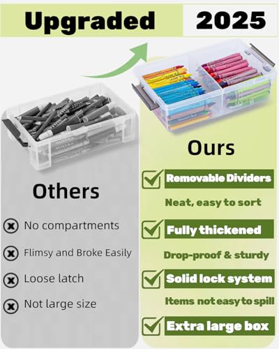 12 Pack Extra Large Pencil Box with Removable Divider, Thickened Pencil Case Bulk, Clear Crayon Marker Organizer Stackable Plastic Small Storage Containers for Pen Craft School Supplies(Grey) - size: Grey-12 Pack