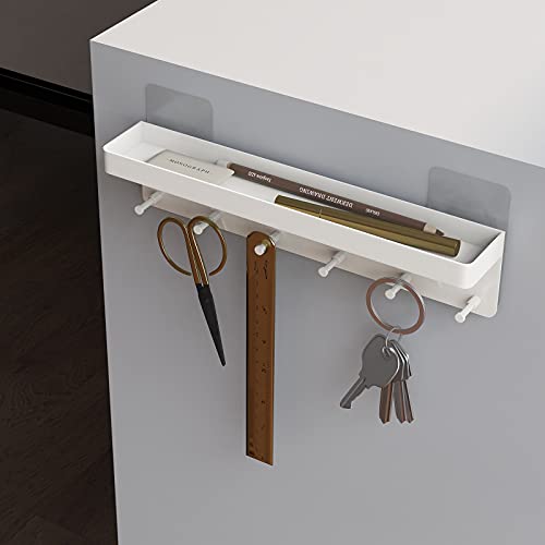 MKO Key Holder for Wall, Mail Organizer and Key Rack Wall Mount with Tray & 6 Hooks for Hallway (White) - color: White 1pcs