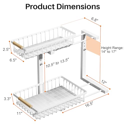 REALINN Under Sink Organizer, Height Adjustable Under Sink Organizers and Storage, 2 Tier Pull Out Drawer Cabinet Storage for Kitchen Bathroom, 2 Pack, White - color: White, size: 2 Pack