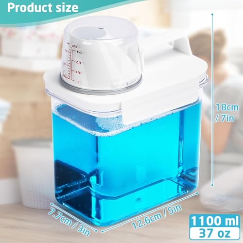 Laundry Detergent Dispenser-1 Pack, 37 oz Detergent Dispenser with 4 Removable Labels, Laundry Soap Dispenser for Laundry Room Organization and Storage, BPA Free & PET Plastic Clear - size: 37 Ounce (Pack of 1)