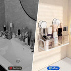 Shower Caddy Suction Cup, Removable Bathroom Organizer Shelf for Shower Storage, No Drilling Clear Square Shower Shelves, Large Capacity & Reusable, 1 pack - color: White2