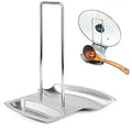 Kitchen Pan Lid Holder for Pots and Spoon Rest Stainless Steel Cookware Organizer Desktop Uncluttered Solution (Lid &Spoon Rest)