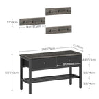 YATINEY Hall Tree with Bench and Shoe Storage, Entryway Bench with Coat Rack, 4-in-1 Coat Rack Shoe Bench, Multifunctional, for Front Door, Hallway, Foyer, Charcoal Grey and Black MT05BC - color: Charcoal Grey + Black