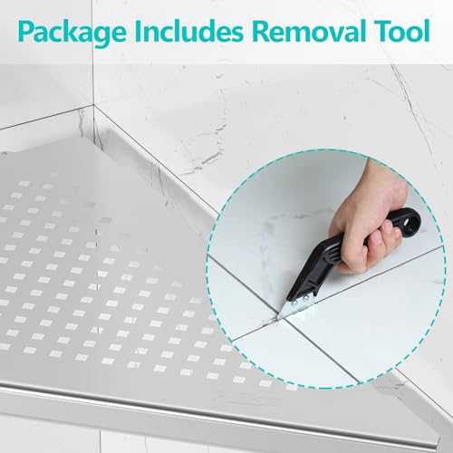 Qeke Bathroom Corner Shelf, Recessed 12" Shower Shelf Caddy, SUS304 Stainless Steel Shelf Wall Mount Triangular, No Drilling, Brushed Nickel - color: Brushed Nickel, size: 12"- 1 Pack