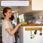 VIS'V Key Holder Wall Mount, Large Metal Self Adhesive Key Hanger with 4 Hooks, No Drilling, Extra Adhesive Strip, Gold - color: Gold