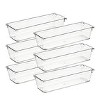 Ravinte 6 Pack Drawer Organizer - 3" X 9" Plastic Storage Bins, Acrylic Organizers with Non-Slip Pads Clear Desk Storage Tray for Makeup, Jewelries, Kitchen Utensils, Bathroom and Office - size: 3" x 9"