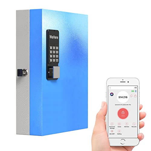 32 Key Lock Box(Plus), Smart Key Cabinet Wall Mount, 4-Way Unlocking, OTP/APP/Fixed Code Unlock,OTP Access Share Half Remote Unlock - size: 32 keys plus(Smart)