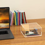 AITEE Decorative Acrylic Box with Lid, Clear Cube Display Case, Multi-Purpose Box Square Container for Holding Staples, Adhesive Tape, Paper Clips, Stamps, Display in Office or Home (X-Large) - size: X-Large