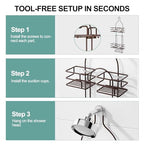 SRIWATANA Shower Caddy Organizer Hanging Over Head, Bathroom Shower Rack Hanger with Hooks for Razors - Bronze - color: Bronze